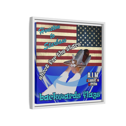 shoot for the stars - framed canvas art (blue-white wave)