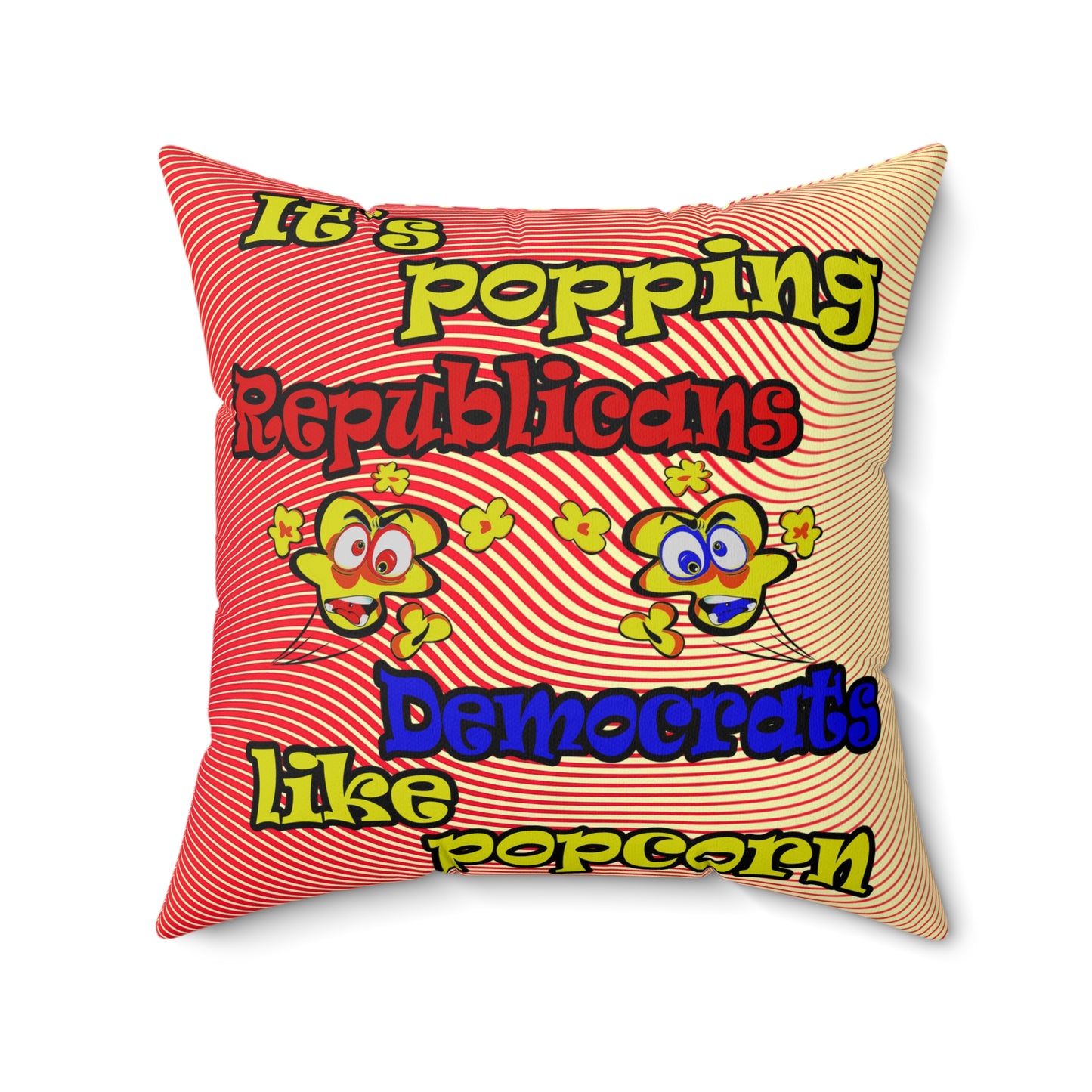 popping like popcorn - Spun Polyester Square Pillow - (yellow-orange wave)