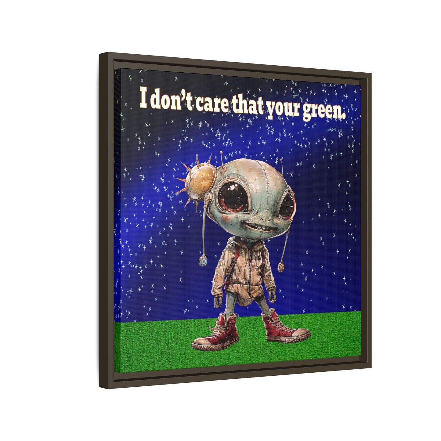 I don't care that your green - framed canvas art ('snoops' background)