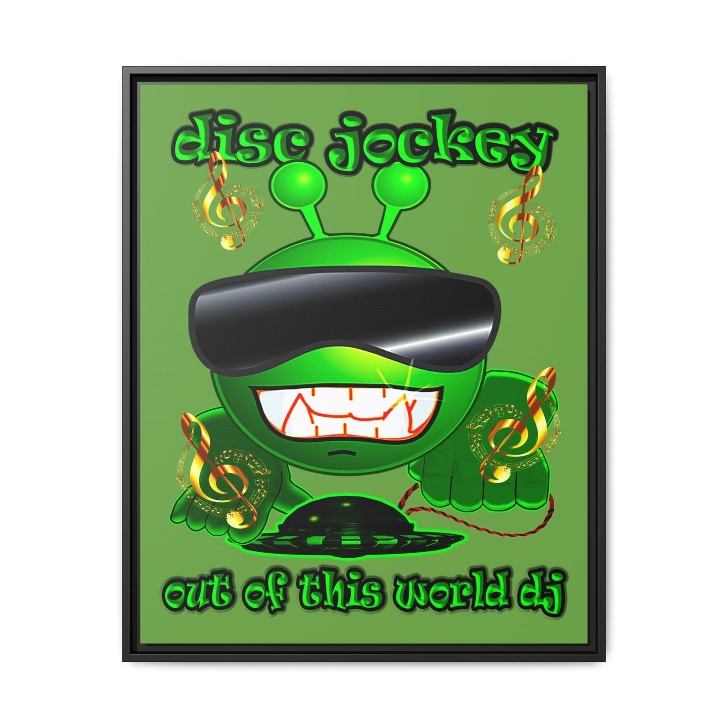 disc jockey - framed canvas art (green)