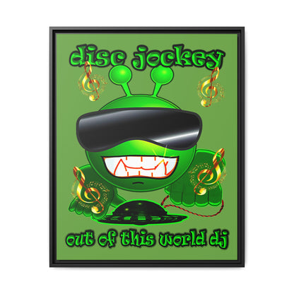 disc jockey - framed canvas art (green)