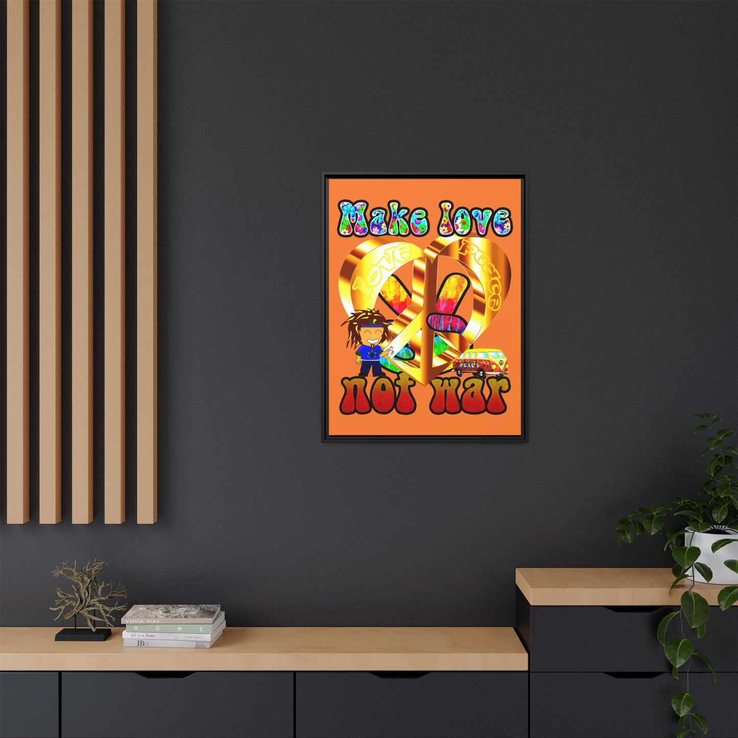 love peace - framed canvas art (crusta)