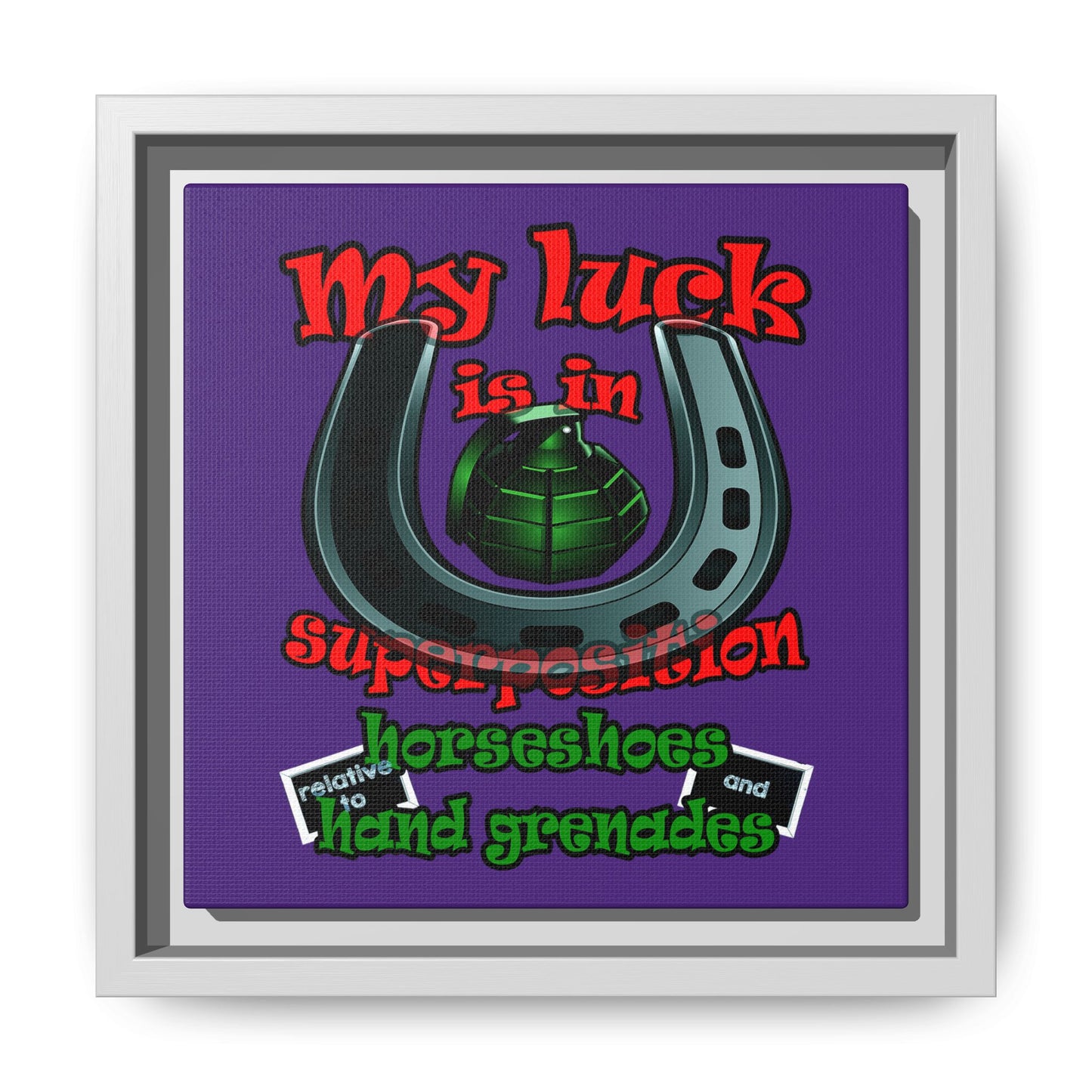 my luck - framed canvas art (purple)
