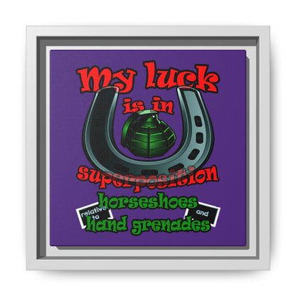 my luck - framed canvas art (purple)