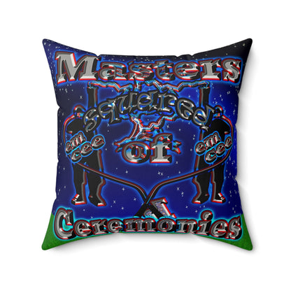 em cee squared - Faux Suede Square Pillow - ('snoops' background)