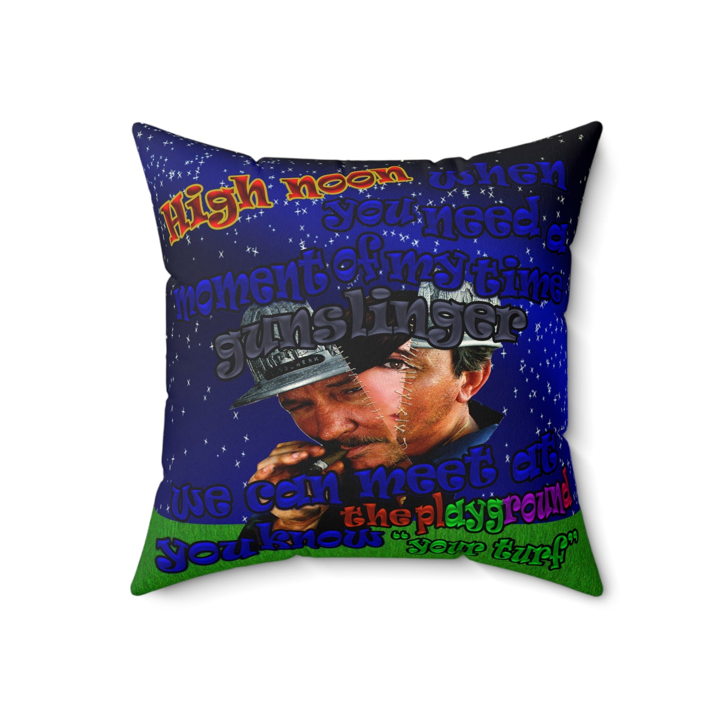 high noon - Spun Polyester Square Pillow - ('snoops' background)