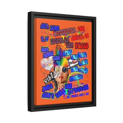 drop the beat - framed canvas art (orange)