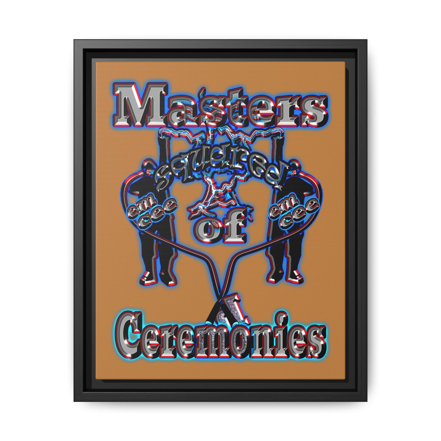 em cee squared - framed canvas art (light brown)