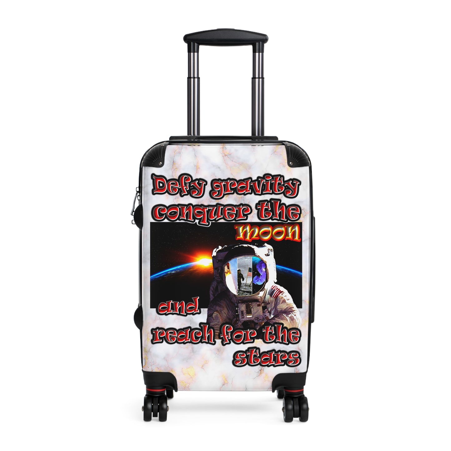 defy conquer reach - Suitcase (white marble)