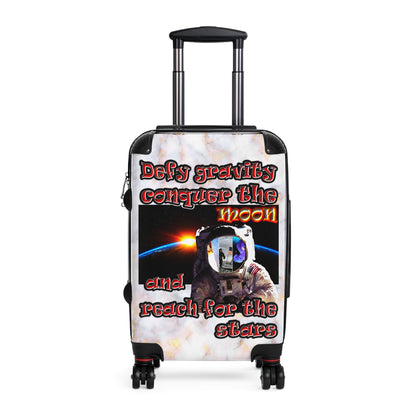 defy conquer reach - Suitcase (white marble)