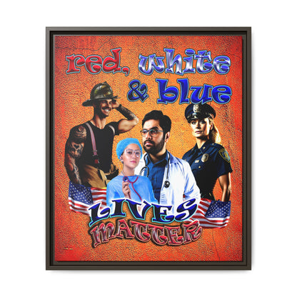 rw&b lives matter - framed canvas art (burnt orange)