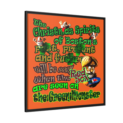 christmas spirits of boston - framed canvas art (orange)