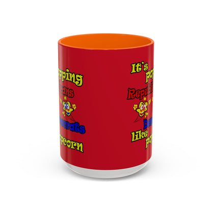 popping like popcorn - Accent Mug (dark red)