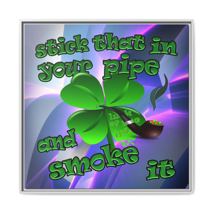 stick that in your pipe and smoke it - framed canvas art (grey-pink wave)