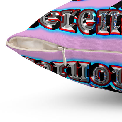 em cee squared - Spun Polyester Square Pillow - (gummy pink)