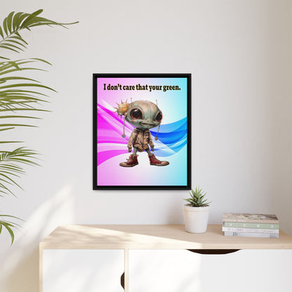 I don't care that your green - framed canvas art (light blue-pink wave)