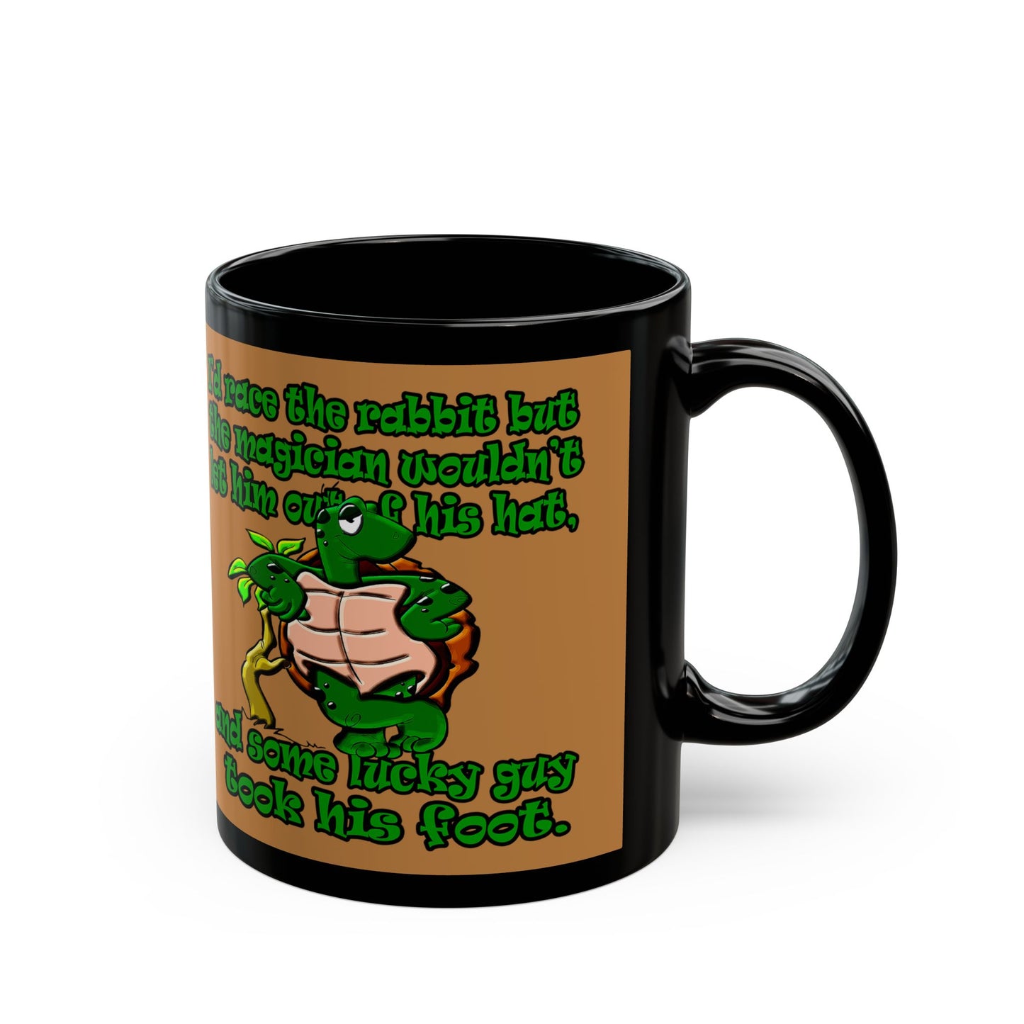 turtle race - Black Mug (light brown)