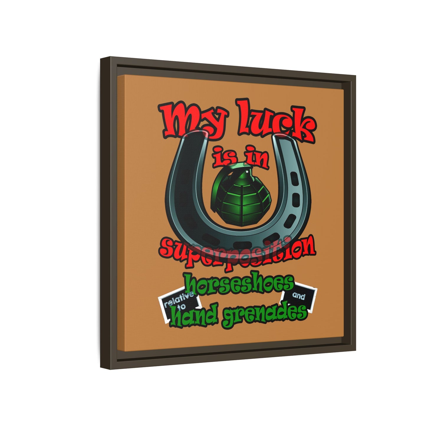 my luck - framed canvas art (light brown)