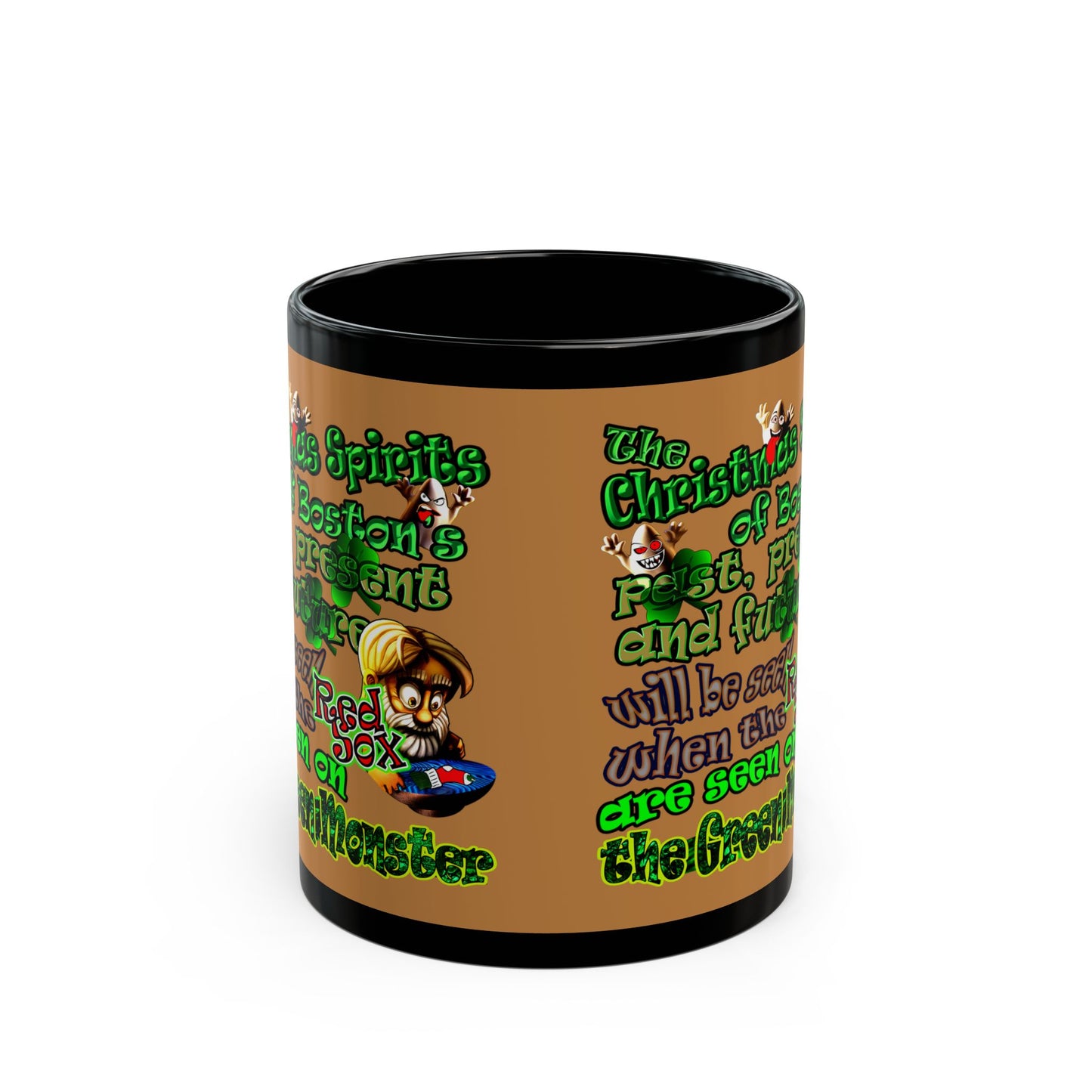 christmas spirits of boston - Black Mug (light brown)