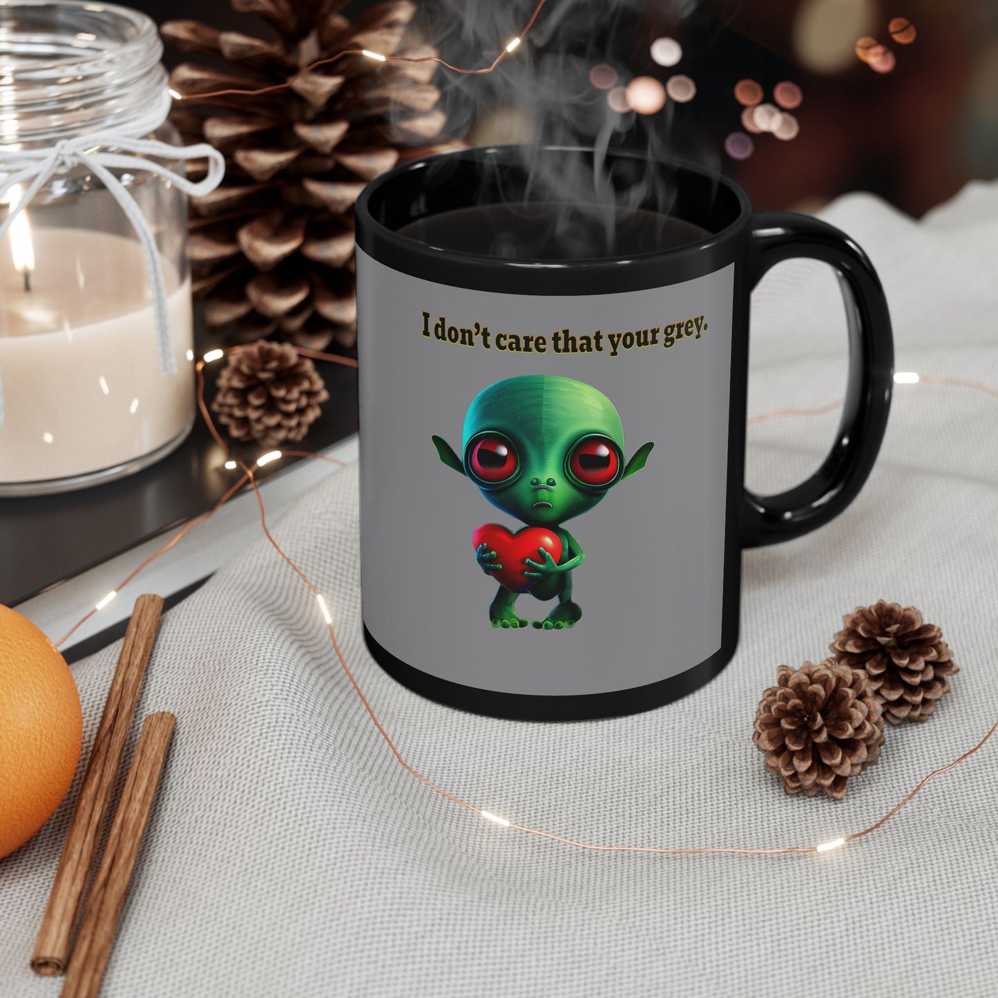 I don't care that your grey - Black Mug (grey)