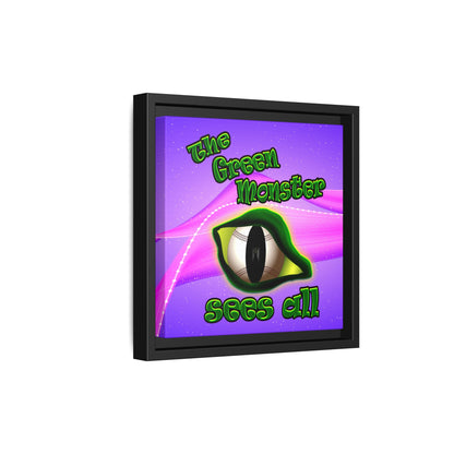 green monster - framed canvas art (purple-pink wave)