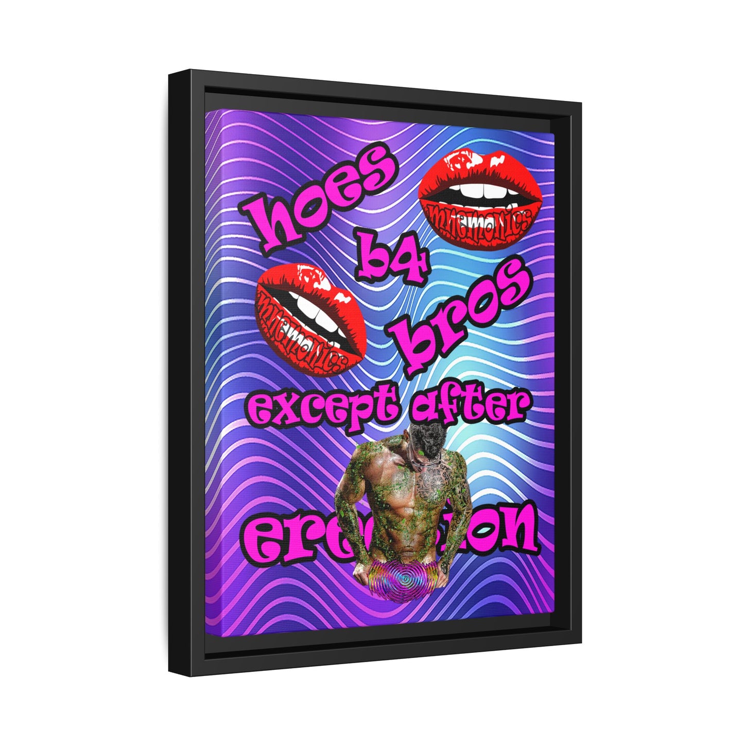 hoes b4 bros - framed canvas art (purple wave)