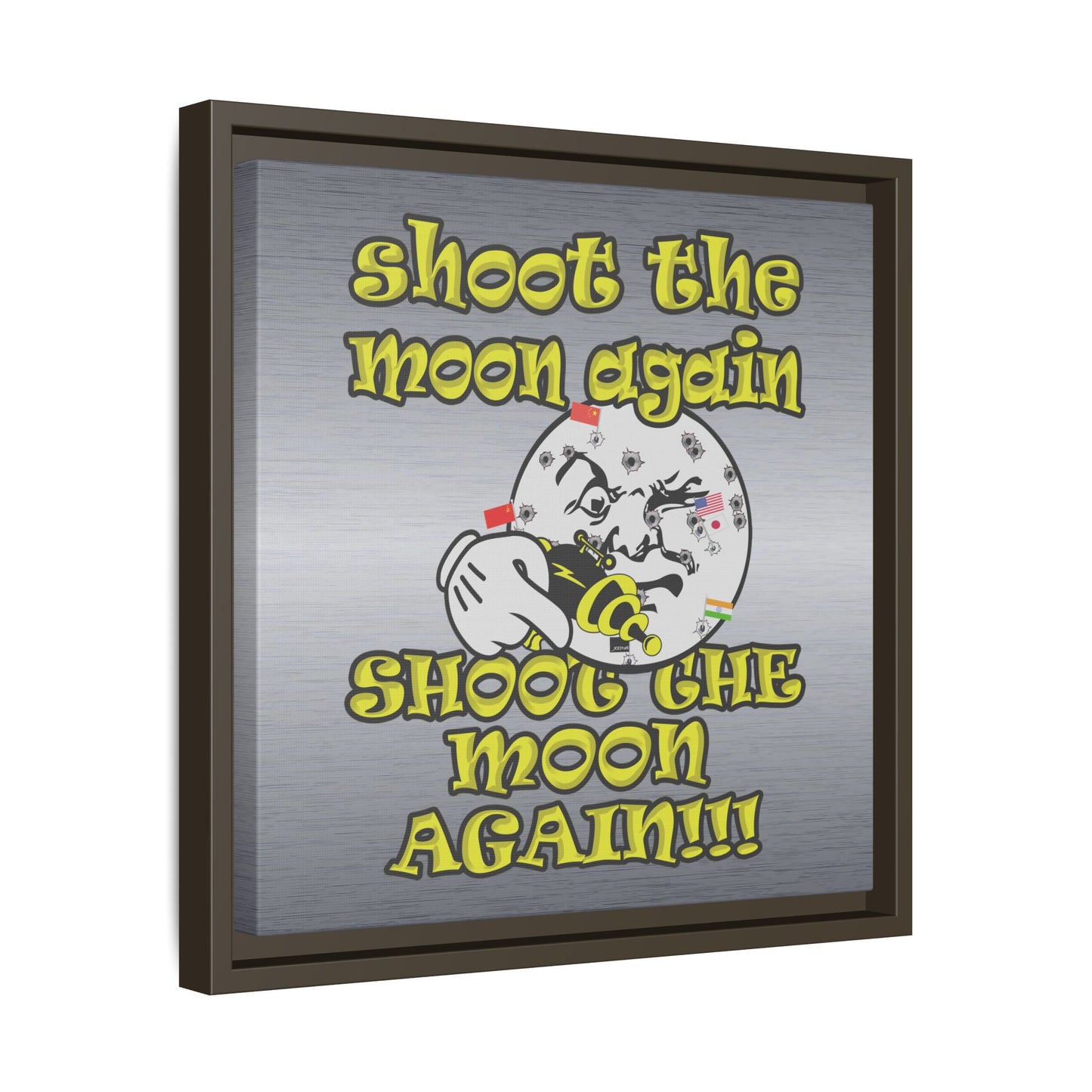 shoot the moon again - framed canvas art (brushed nickel)