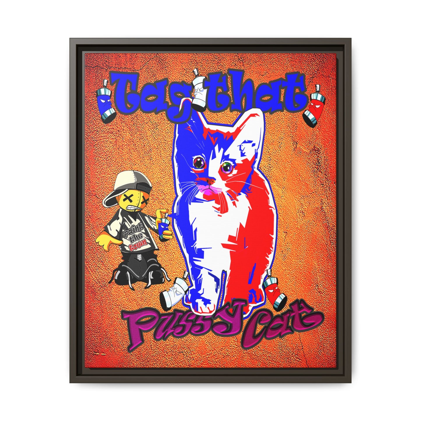 tag that - framed canvas art (burnt orange)