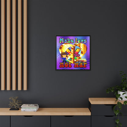 love peace - framed canvas art (purple wave)