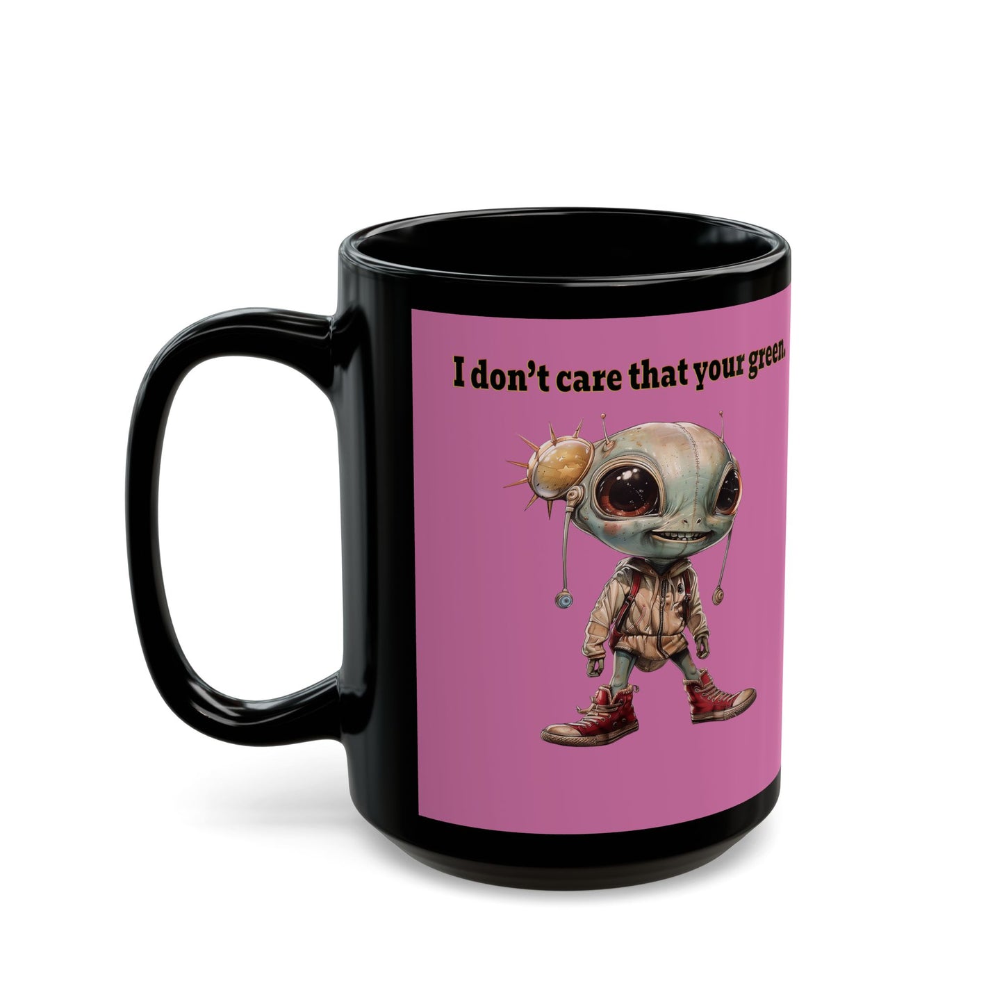 I don't care that your grey - Black Mug (light pink)