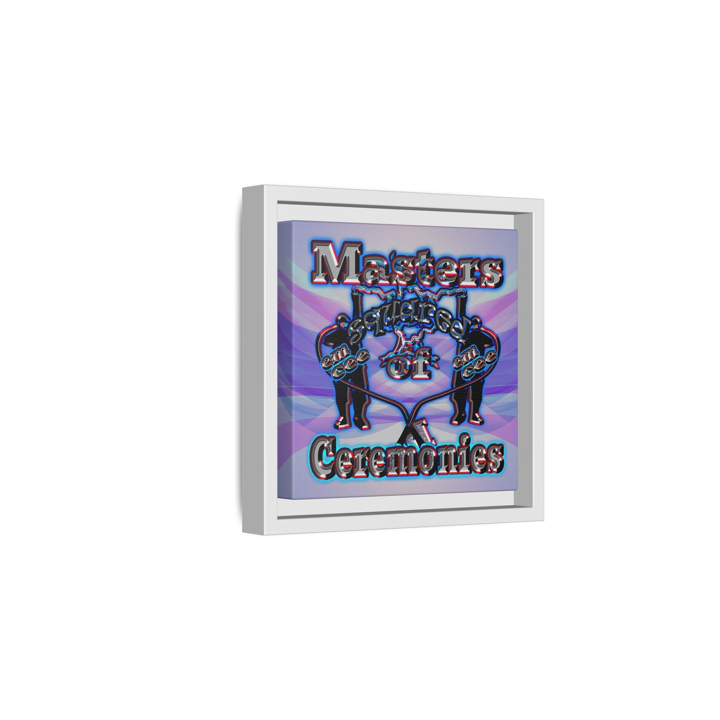 em cee squared - framed canvas art (light blue-pink wave)