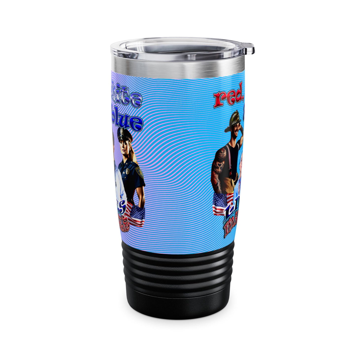 rw&b lives matter - Ringneck Tumbler, 20oz (light blue-purple wave)