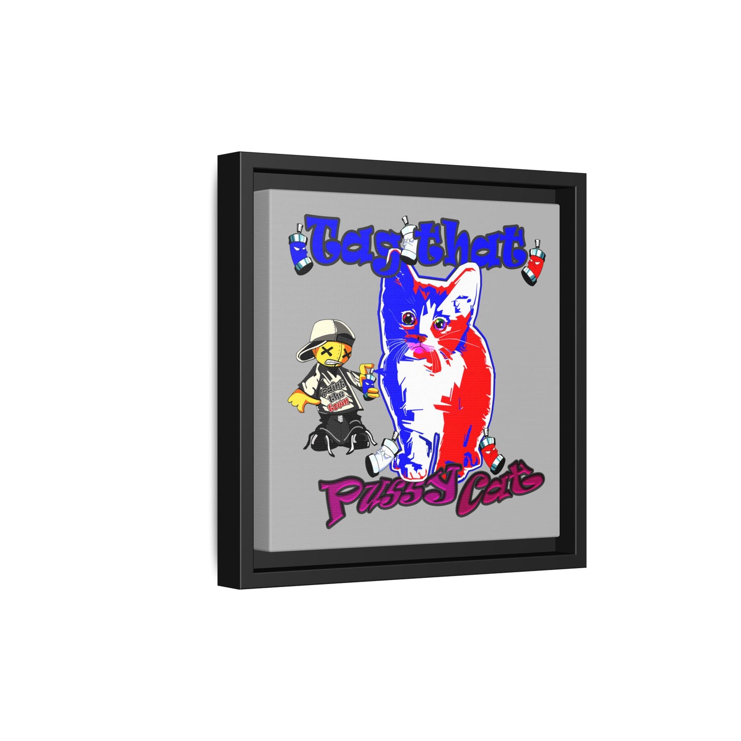 tag that - framed canvas art (light grey)