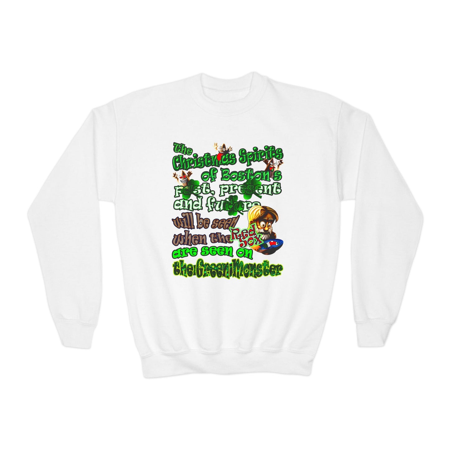 christmas spirits of boston - Youth Crewneck Sweatshirt