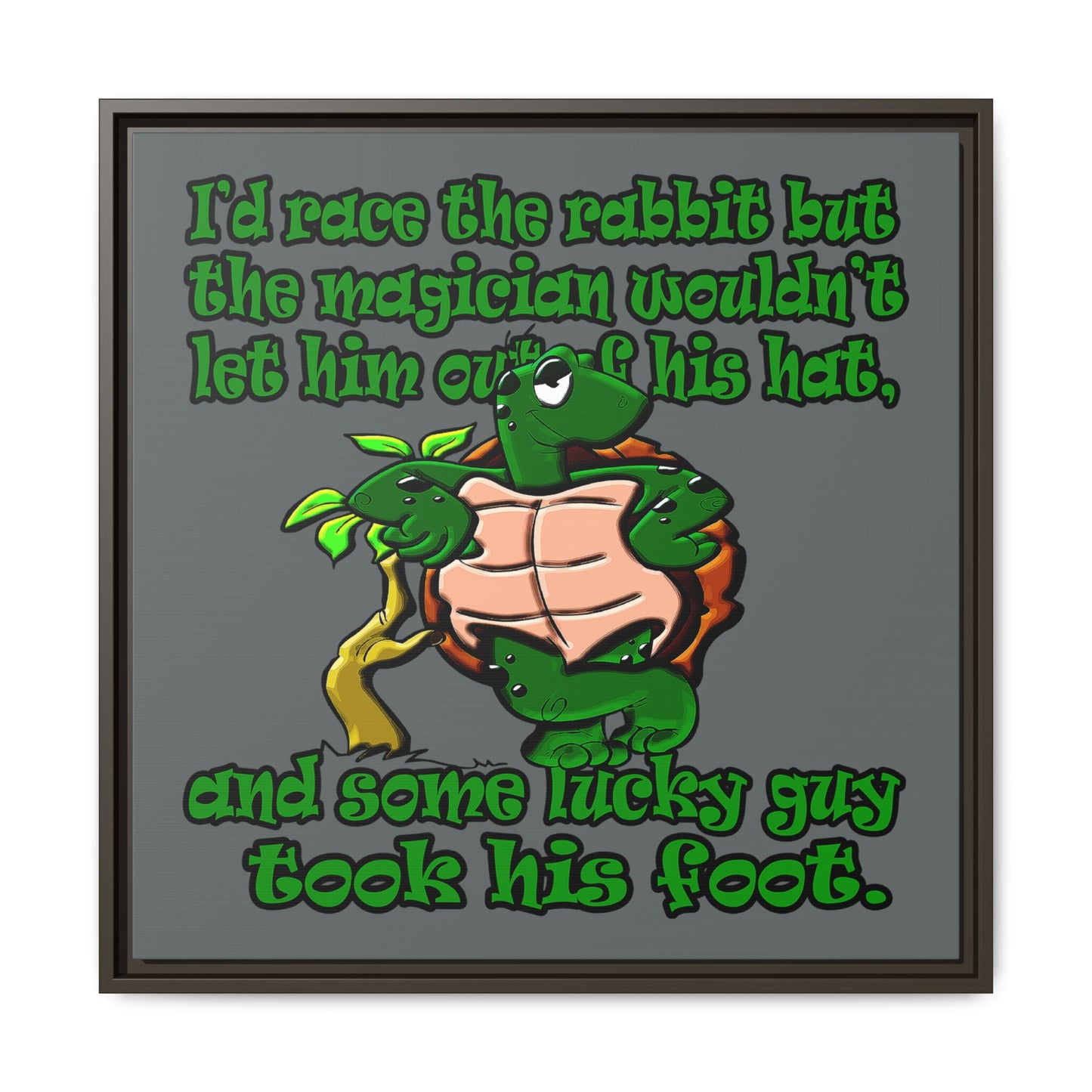 turtle race - framed canvas art (dark grey)