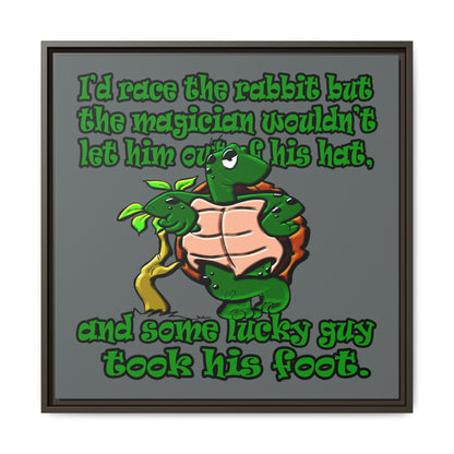 turtle race - framed canvas art (dark grey)