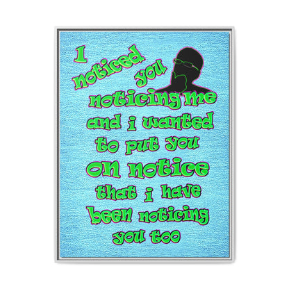 noticed you noticing - framed canvas art (faded blue)