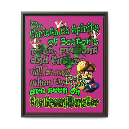 christmas spirits of boston - framed canvas art (pink)