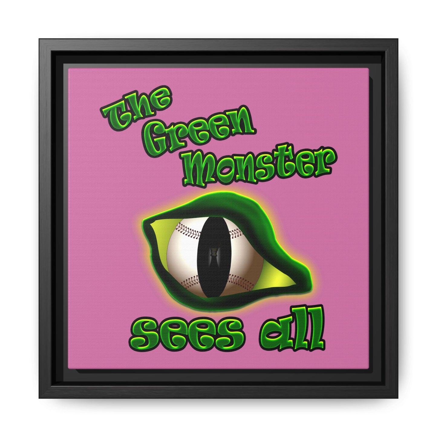 green monster - framed canvas art (light pink)