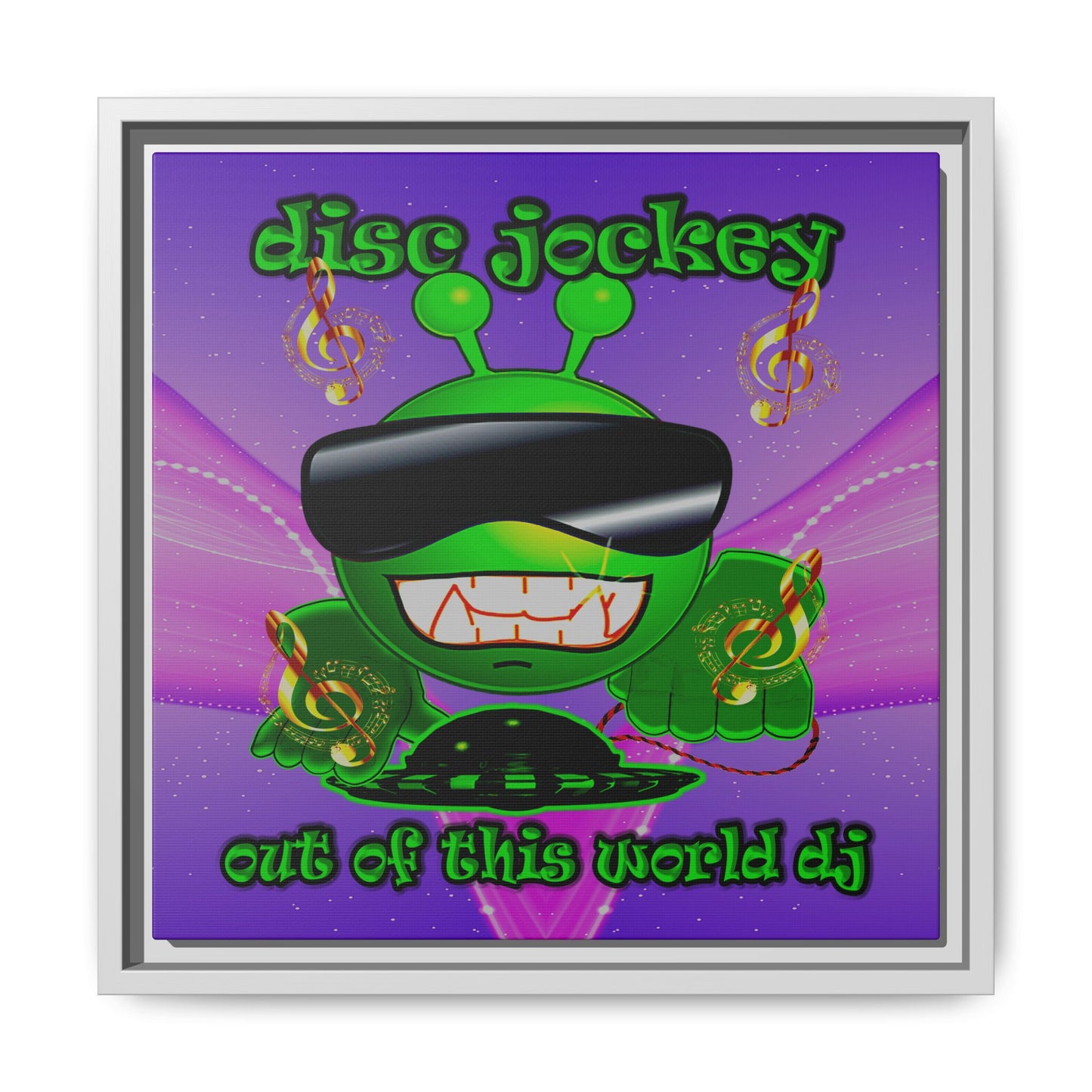 disc jockey - framed canvas art (purple-pink wave)