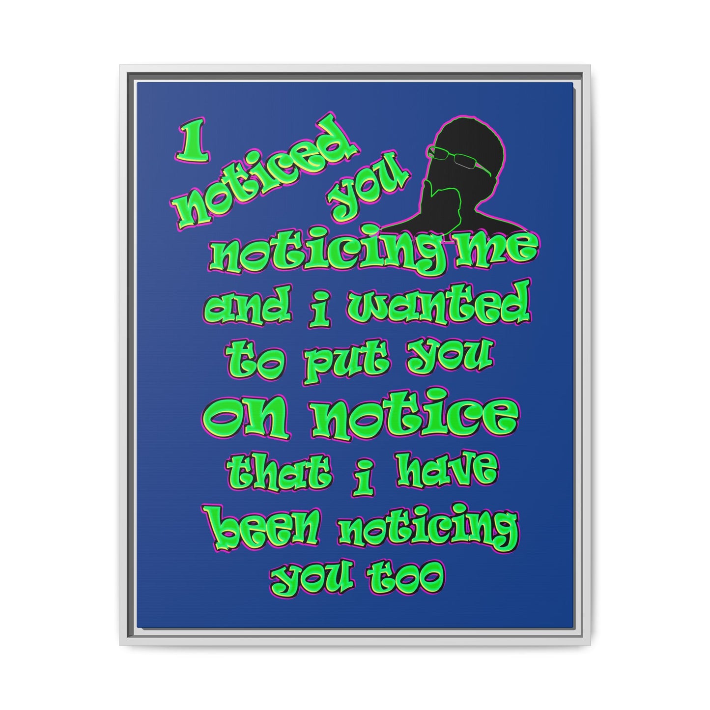 noticed you noticing - framed canvas art (dark blue)