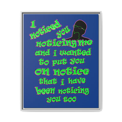 noticed you noticing - framed canvas art (dark blue)