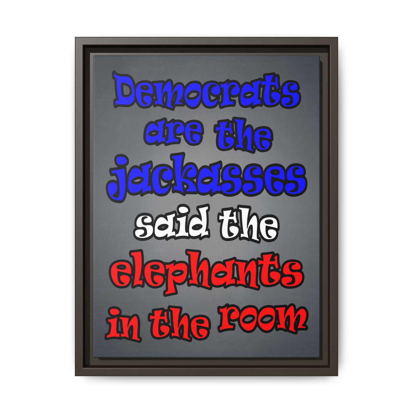 donkeys and elephants - framed canvas art (grey-light grey)