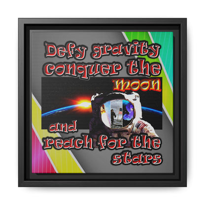 defy conquer reach - framed canvas art (rainbow split)