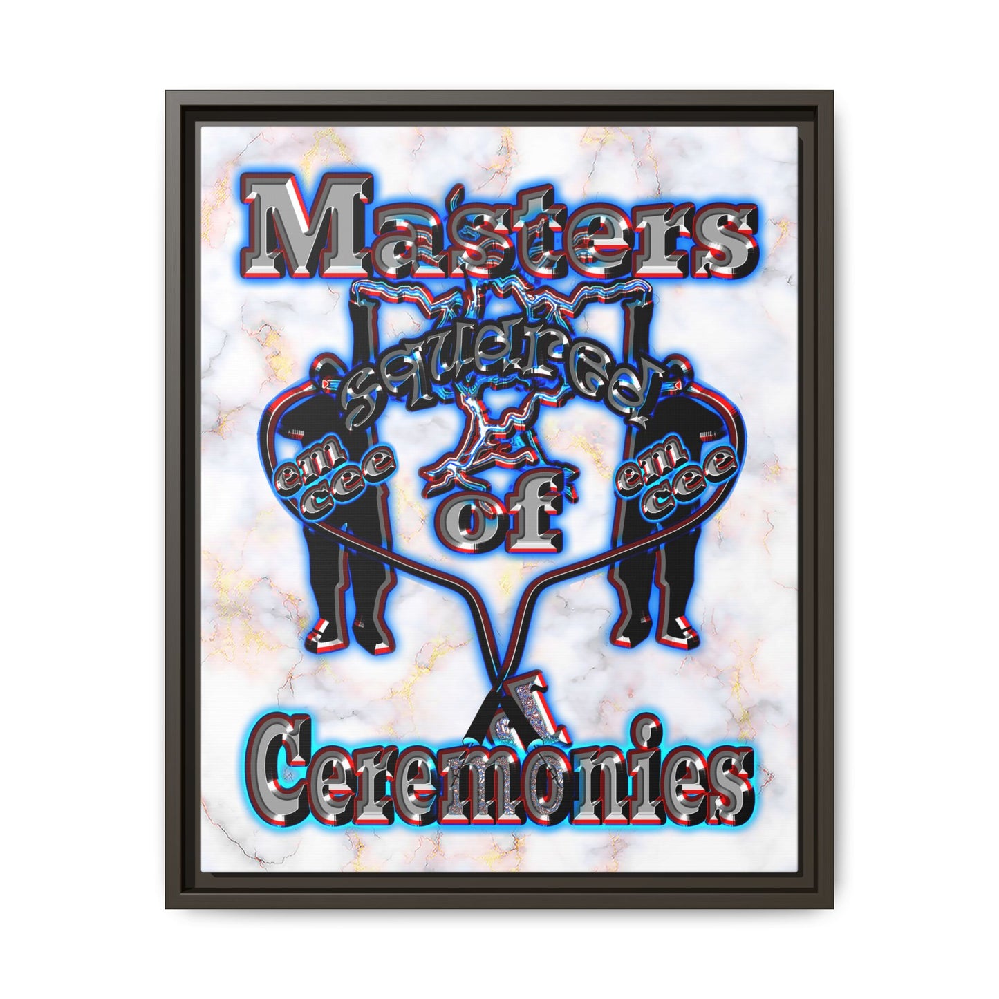 em cee squared - framed canvas art (white marble)