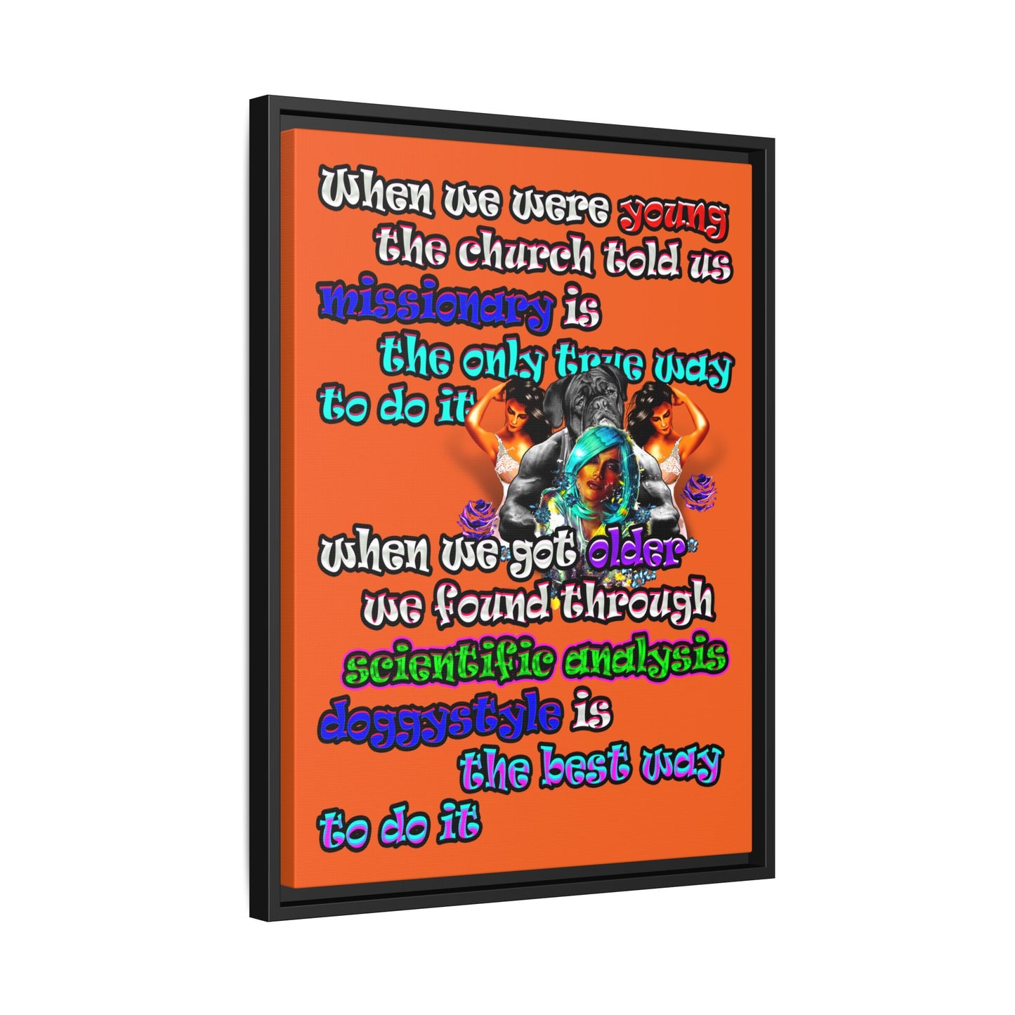 doggystyle - framed canvas art (orange)