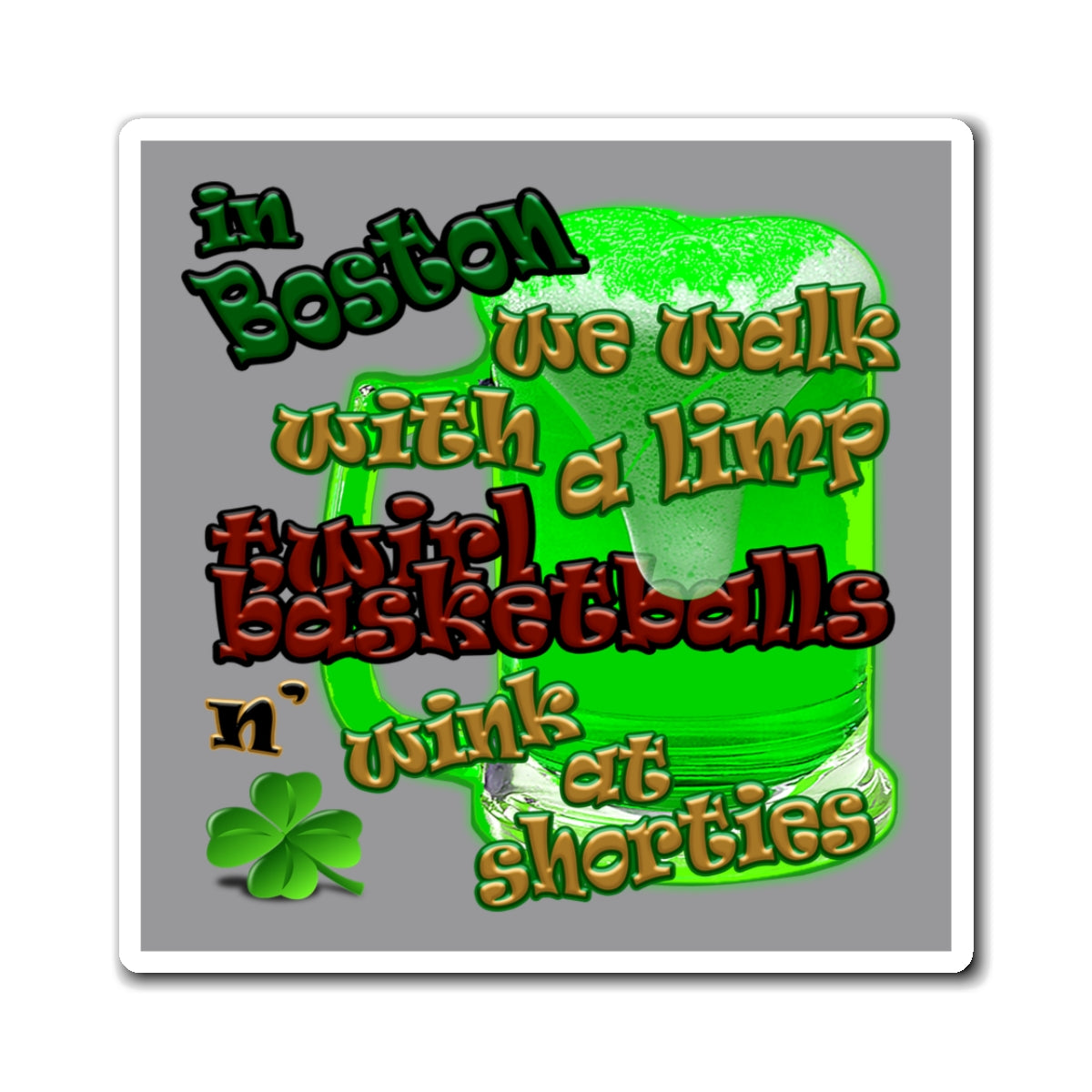 celtics logo - Magnets - (grey)
