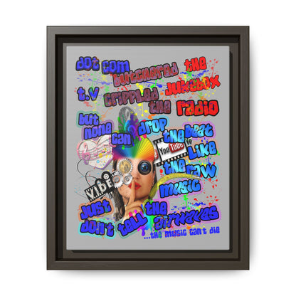 drop the beat - framed canvas art (light grey)