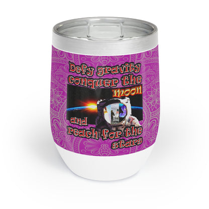 defy conquer reach - Chill Wine Tumbler (pink swirl)
