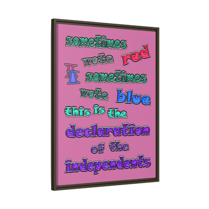 declaration of the independents - framed canvas art (light pink)